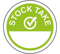 V Safety Stock Take Write On Lime Green Sticker - 50mm Diameter (Roll of 250)