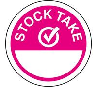V Safety Stock Take Write On Pink Sticker - 50mm Diameter (Roll of 250)