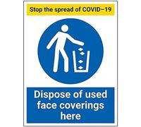 V Safety Stop The Spread - Dispose Of Face Coverings - 300x400mm - 1mm Rigid Plastic