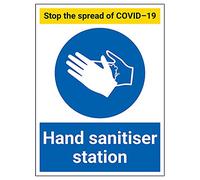 V Safety Stop The Spread - Hand Sanitiser Station - 300x400mm - 1mm Rigid Plastic