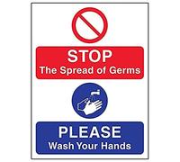 V Safety Stop The Spread Of Germs - Self Adhesive Vinyl - 200 X 300mm