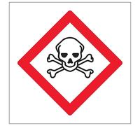 V Safety Storage Area Marking Skull And Crossbones 100 x 100 mm - Glow In The Dark Self Adhesive Vinyl Safety Sign