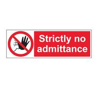 V Safety Strictly No Admittance - Landscape 300 x 100 mm - 2mm Super-Tough Rigid Plastic Safety Sign