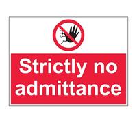 V Safety Strictly No Admittance - Large Landscape 600 x 450 mm - 3mm Aluminium Composite Safety Sign