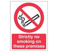 V Safety Strictly No Smoking On These Premises - Portrait 150 x 200 mm - 3mm Brushed Aluminium Composite Safety Sign