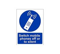 V Safety Switch Mobile Phone Off Or Silent Sign - 150mm x 200mm - Self Adhesive Vinyl