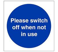 V Safety Switch Off When Not In Use 100 x 100 mm - Glow In The Dark Self Adhesive Vinyl Safety Sign