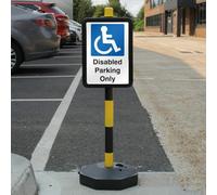 V Safety Temporary Signpost - Disabled Parking Only Safety Sign - 210 x 297 mm (A4) - 3mm Reflective Aluminium Composite
