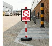 V Safety Temporary Signpost - Loading Area No Parking Safety Sign - 210 x 297 mm (A4) - 3mm RA2 Reflective Aluminium Composite