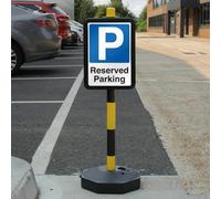 V Safety Temporary Signpost - Reserved Parking - Blue Parking Safety Sign - 210 x 297 mm (A4) - 3mm RA2 Reflective Aluminium Composite