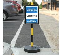 V Safety Temporary Signpost - Reserved Parking For Visitors Please Keep Clear Safety Sign - 210 x 297 mm (A4) - 3mm RA2 Reflective Aluminium Composite