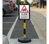 V Safety Temporary Signpost - Slow Children Crossing Safety Sign - 210 x 297 mm (A4) - 2mm Rigid Plastic