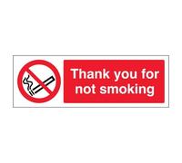 V Safety Thank You For Not Smoking - Landscape 300 x 100 mm - Self Adhesive Vinyl - Aluminium Effect Safety Sign