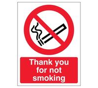 V Safety Thank You For Not Smoking - Portrait 150 x 200 mm - Self Adhesive Vinyl - Aluminium Effect Safety Sign