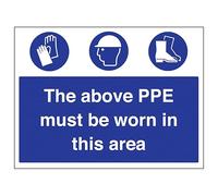 V Safety The Above PPE Must Be Worn 400 x 300 mm - 1mm Rigid Plastic Safety Sign