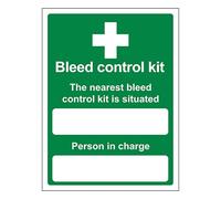 V Safety The Nearest Bleed Control Kit Is Situated - Portrait 450 x 600 mm - 3mm Aluminium Composite