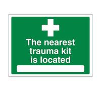 V Safety The Nearest Trauma Kit is Located 600 x 450 mm - Glow In The Dark Self Adhesive Vinyl