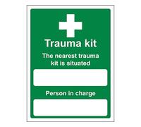 V Safety The Nearest Trauma Kit Is Situated - Portrait 300 x 400 mm - Glow In The Dark Self Adhesive Vinyl