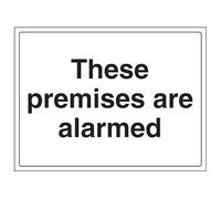 V Safety These Premises Are Alarmed - Large Landscape 400 x 300 mm - Glow In The Dark Self Adhesive Vinyl Safety Sign