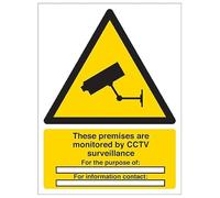 V Safety These Premises Are Monitored By CCTV - Portrait 150 x 200mm - 2mm Rigid Plastic Safety Sign
