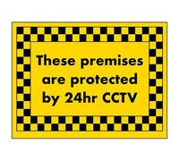 V Safety These Premises Are Protected By 24Hr CCTV Sign - 200mm x 150mm - Self Adhesive Vinyl