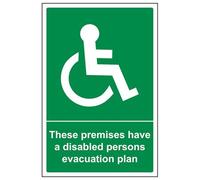 V Safety These Premises Have A Disabled Persons Evacuation Plan Sign - 200mm x 300mm - 1mm Rigid Plastic