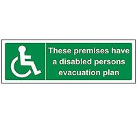 V Safety These Premises Have A Disabled Persons Evacuation Plan Sign - 300mm x 100mm - Self Adhesive Vinyl
