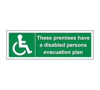 V Safety These Premises Have A Disabled Plan - Landscape 450 x 150 mm - Glow In The Dark Self Adhesive Vinyl Safety Sign