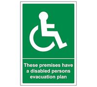 V Safety These Premises Have A Disabled Plan - Portrait 200 x 300 mm - Self Adhesive Vinyl - Aluminium Effect Safety Sign