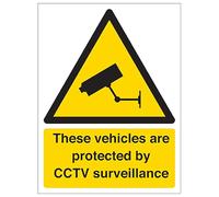 V Safety These Vehicles Are Protected By CCTV - Portrait 150 x 200 mm - Glow In The Dark Self Adhesive Vinyl Safety Sign
