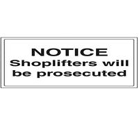 V Safety Thieves Will Be Prosecuted Sign - 400mm x 300mm - Self Adhesive Vinyl