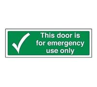 V Safety This Door Is For Emergency Use Only Door Sign - 300mm x 100mm - Self Adhesive Vinyl