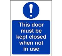 V Safety This Door To Be Kept Closed When Not In Use Sign - Portrait - 150mm x 200mm - Self Adhesive Vinyl