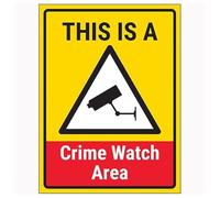V Safety This Is A Crime Watch Area 300 x 400 mm - Glow In The Dark 1mm Rigid Plastic Safety Sign