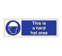 V Safety This Is A Hard Hat Area - Landscape 600 x 200 mm - 3mm Aluminium Composite Safety Sign