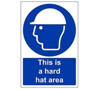 V Safety This Is A Hard Hat Area - Portrait 200 x 300 mm - 2mm Super-Tough Rigid Plastic Safety Sign