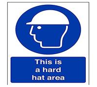 V Safety This Is A Hard Hat Area PPE Sign - 150mm x 200mm - 1mm Rigid Plastic