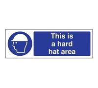 V Safety This Is A Hard Hat Area PPE Sign - 300mm x 100mm - 1mm Rigid Plastic