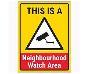 V Safety This Is A Neighbourhood Watch Area 150 x 200 mm - 3mm Brushed Aluminium Composite Safety Sign