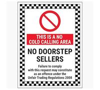 V Safety This Is A No Cold Calling Area/No Doorstep Sellers/Failure To Comply 300 x 400 mm - Glow In The Dark Self Adhesive Vinyl Safety Sign