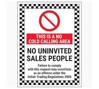 V Safety This Is A No Cold Calling Area/No Uninvited Sales People/Failure To Comply 150 x 200 mm - 3mm Brushed Aluminium Composite Safety Sign