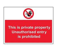 V Safety This Is Private Property, The Entry Of Unauthorised Persons Is Prohibited Sign - 400mm x 300mm - Self Adhesive Vinyl