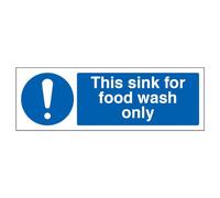 V Safety This Sink For Food Wash Only Sign - 300mm x 100mm - Self Adhesive Vinyl