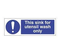 V Safety This Sink For Utensil Wash Only - Landscape 300 x 100 mm - 2mm Super-Tough Rigid Plastic Safety Sign