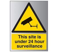 V Safety This Site Is Under 24 Hour Surveillance Sign - 150mm x 200mm - 1.6mm Alu Rigid Plastic