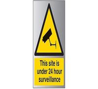 V Safety This Site Is Under 24 Hour Surveillance Sign - 150mm x 200mm - Self Adhesive Alu Effect