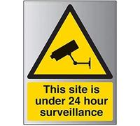 V Safety This Site Is Under 24 Hour Surveillance Sign - 300mm x 400mm - Self Adhesive Alu Effect
