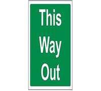 V Safety This Way Out Door Sign - 150mm x 150mm - Self Adhesive Vinyl