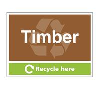 V Safety Timber Recycle Here 600 x 450 mm - Glow In The Dark Self Adhesive Vinyl Safety Sign