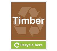 V Safety Timber Recycle Here - Portrait 300 x 400 mm - Glow In The Dark Self Adhesive Vinyl Safety Sign